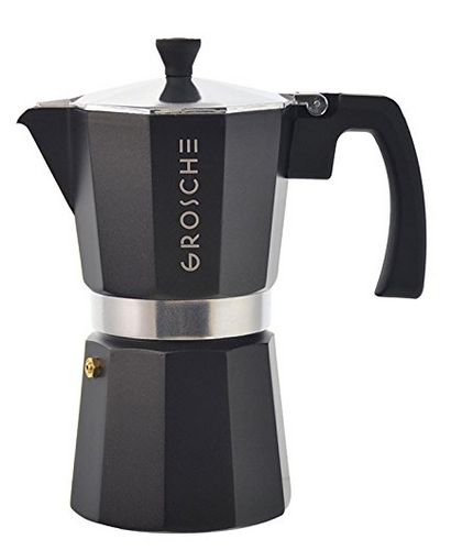 GROSCHE Milano Moka 9-Cup Stovetop Espresso Coffee Maker with Italian Safety Valve and Protection Handle, Black