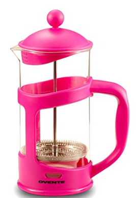 Ovente French Press Cafetière Coffee and Tea Maker, Heat-Resistant Borosilicate Glass, 34 oz (1005 ml), 8 cup, Pink (FPT34F), FREE Measuring Scoop