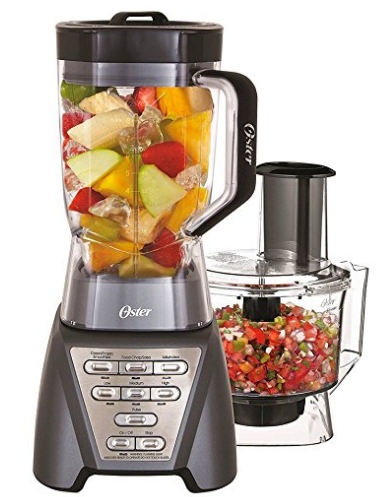 Oster Pro 1200 Blender with Professional Tritan Jar and Food Processor attachment, Metallic Grey