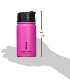 Fifty/Fifty V12004PK0 12oz Pink Double Wall Vacuum Insulated Stainless Steel Water Bottle / Travel Coffee Mug, (Wide Mouth Flip Cap), 1 Pack