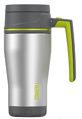 Thermos ELEMENT5 16 Ounce Vacuum Insulated Stainless Steel Travel Mug, Charcoal/Lime
