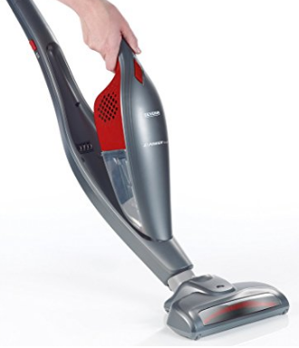 Severin Germany 2-in-1 Cordless Rechargeable Upright Bagless Vacuum Cleaner with Detachable Handle - Includes Brush & Crevice Tools, Red/Platinum Grey