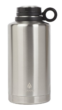 Manna Ring Growler | 64oz Vacuum Insulated Stainless Steel | Craft and IPA Beer Growler | Keeps Beverages Fresh and Cold up to 24 Hours | Lead and BPA Free - Stainless Steel
