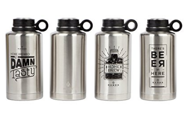 Manna Ring Growler | 64oz Vacuum Insulated Stainless Steel | Craft and IPA Beer Growler | Keeps Beverages Fresh and Cold up to 24 Hours | Lead and BPA Free - Stainless Steel