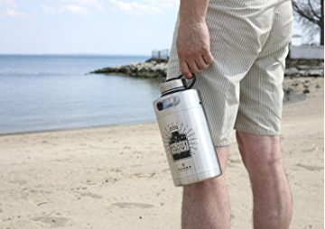 Manna Ring Growler | 64oz Vacuum Insulated Stainless Steel | Craft and IPA Beer Growler | Keeps Beverages Fresh and Cold up to 24 Hours | Lead and BPA Free - Stainless Steel