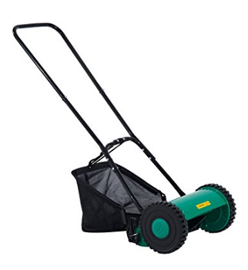 Outsunny 12 Inch 5 Blade Push Lawn Mower with Grass Catcher – Green/Black