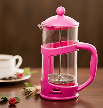 Ovente French Press Cafetière Coffee and Tea Maker, Heat-Resistant Borosilicate Glass, 34 oz (1005 ml), 8 cup, Pink (FPT34F), FREE Measuring Scoop