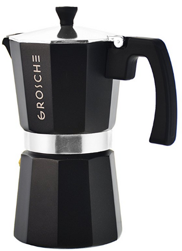 GROSCHE Milano Moka 6-Cup Stovetop Espresso Coffee Maker with Italian Safety Valve and Protection Handle, Black