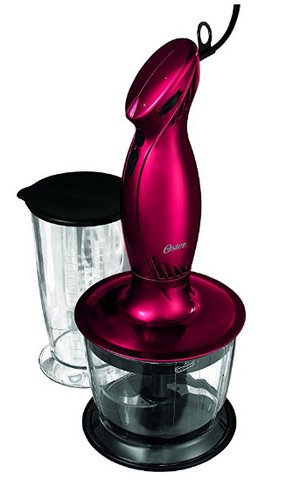 Oster FPSTHB26RDP-000 2 Speed Immersion Hand Blender with Food Chopper Attachment, Red