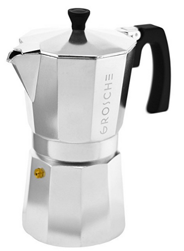 GROSCHE Milano Moka 6-Cup Stovetop Espresso Coffee Maker With Italian Safety Valve, Silver