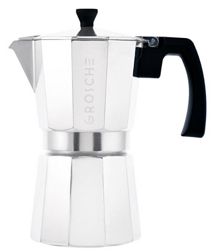 GROSCHE Milano Moka 6-Cup Stovetop Espresso Coffee Maker With Italian Safety Valve, Silver