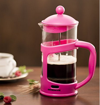 Ovente French Press Cafetière Coffee and Tea Maker, Heat-Resistant Borosilicate Glass, 34 oz (1005 ml), 8 cup, Pink (FPT34F), FREE Measuring Scoop