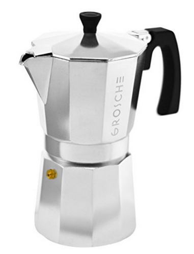 GROSCHE Milano Moka 9-Cup Stovetop Espresso Coffee Maker With Italian Safety Valve, Silver